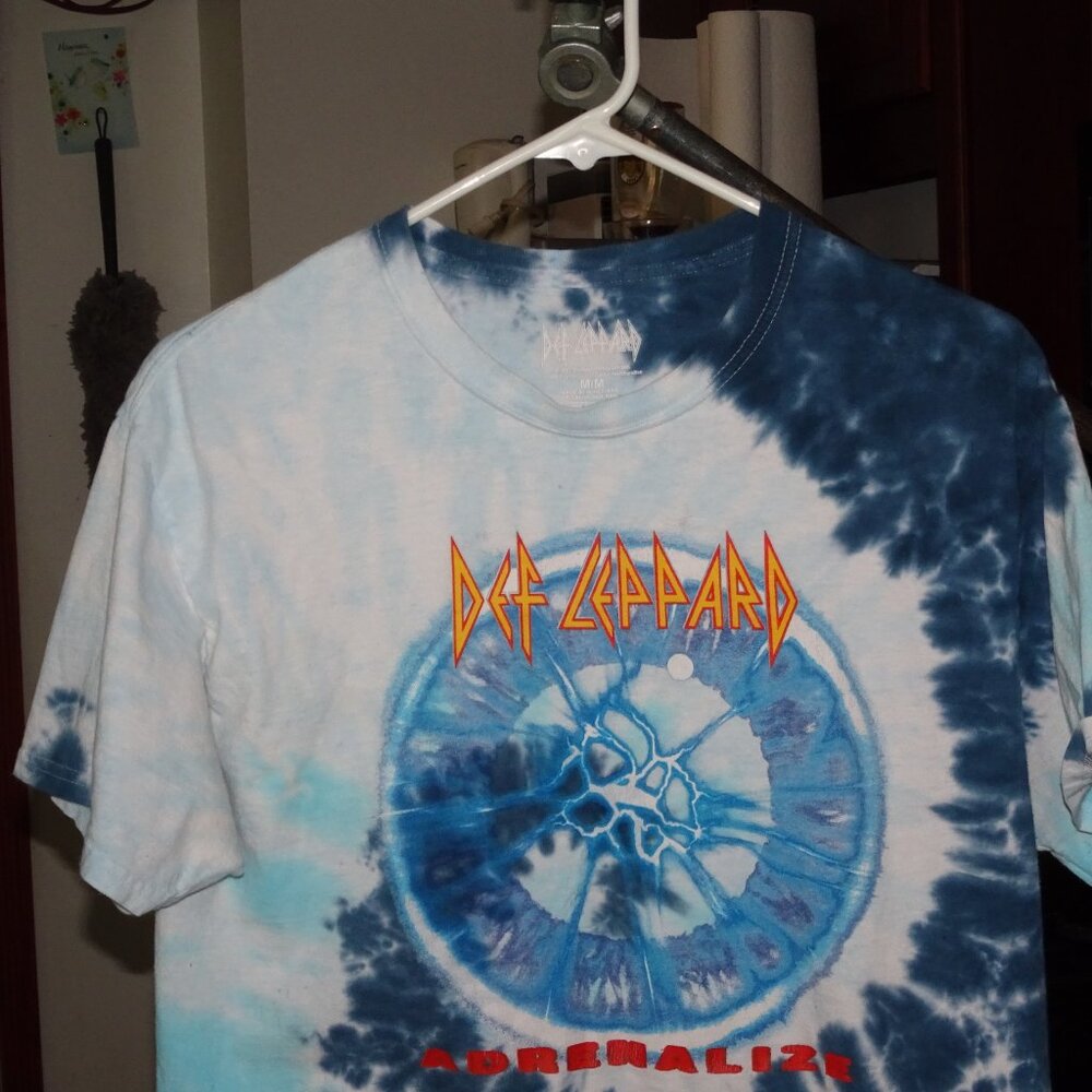 Def Leppard Adrenalize Blue Grey Tie Dye Band T-Shirt - Picture 6 of 8